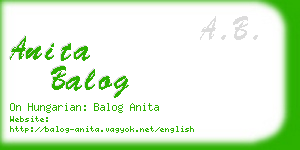 anita balog business card